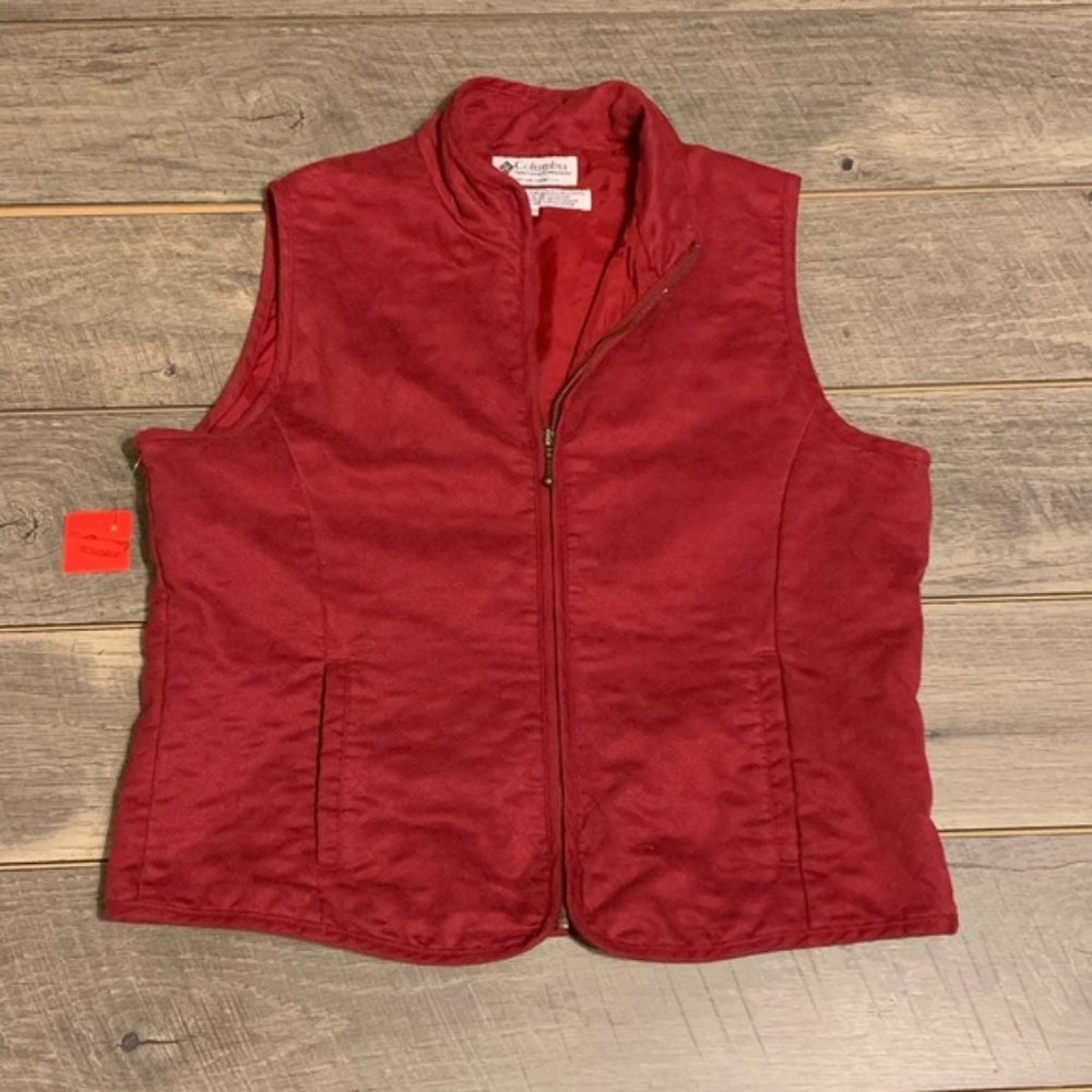 Columbia Quilted Red Front zip Vest (EUC)
